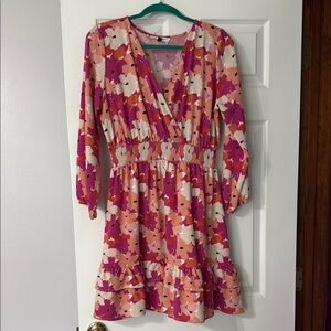 Floral Pink and Orange Women's Dress